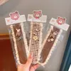 Pinza de tela suave color café para flequillo de niños con lazo de encaje, Diadema mágica para niñas, Accesorio para peinar el cabello de bebé