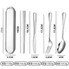 Conjunto de Talheres Portátil de Aço Inoxidável 304L com Faca, Garfo, Colher e Hashis, Incluindo Imposto, para Uso Externo Transfronteiriço e Utensílios de Mesa para Cantina de Funcionários