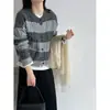 Suéter de Punto a Rayas Color-Block Luxi para Mujer, Nuevo Estilo Coreano Otoño 26, Suéter Versátil Bicolor Vintage ss1045