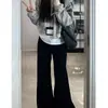 Jeans negros acampanados para mujer, nuevo estilo de verano, talla grande, elásticos, adelgazantes, adecuados para cuerpo tipo pera, pantalones de pierna ancha bootcut