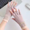 Guantes de Protección Solar para Mujer, Estilo Delgado de Media Dedos para Primavera y Otoño, Antideslizantes, Sin Dedos, Pantalla Táctil, Lindos Guantes de Algodón con Protección Solar para Ciclismo y Conducir