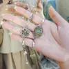 Flor de Loto Giratoria de la Fortuna Étnica Adornos de Mano Giratorios Estilo Chino Seis Caracteres Mantra Pulsera Retro Simple Pulsera Joyería