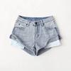 Shorts de mezclilla personalizados y de moda para chicas calientes de cintura alta con vuelta 2024 nuevo corte ajustado adelgazante línea A ultra-cortos shorts de mezclilla calientes
