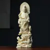 Talla de Fruta Marfil Ruyi Yulong Guanyin Bodhisattva Budas Estatuas 20*7*4cm Sala de Estar Entrada Artesanías de Madera Adornos