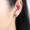 Brincos de prata de lei S925 banhados a ouro com jaspe e malaquita, pétalas requintadas, estética de moda, personalidade vintage, femininos antigos