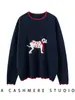2025 Novo Estilo Gola Redonda Color Block Renda Manga Longa Suéter Pulôver Base de Tricô Versátil Top que Reduz a Idade Suéter de Caxemira