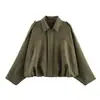 Atacado Transfronteiriço Roupas Femininas Europeias e Americanas Piloto Manga Morcego Zíper Casual Top Solto Jaqueta com Textura de Camurça para Mulheres