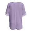 Camiseta de Mujer de Punto con Encaje Calado y Empalme, Manga Corta, Cuello en V, Estilo Europeo y Americano, Nueva Popularidad Transfronteriza, Procesamiento y Personalización