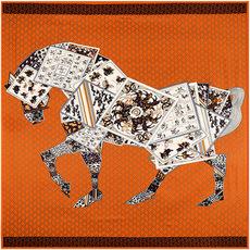 Bufanda de seda Li Xiaoran de otoño e invierno para mujer, bufanda cuadrada grande de cachemira con diseño de caballo de póquer, bufanda de seda, chal de gran marca, estilo de celebridad