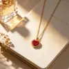 Colar Coração de Amor Suave Estilo Francês com Rosa Microincrustada para Meninas, Corrente de Clavícula Nova Retro de Luxo Leve Romântico de Alta Qualidade