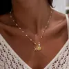 Acero de Titanio Color que se Conserva Serie Marina Francesa Nueva Accesorios de Perlas Nuevo Transfronterizo Europeo y Americano Collar de Estrella de Mar y Concha Venta al por Mayor