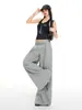 Yechuan # Pantalones Casuales Acampanados Grises para Mujer 2026 Nuevo Diseño con Cremallera, Pantalones Casuales Sueltos de Pierna Ancha Adelgazantes