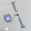 Correa metálica con incrustaciones de piedra ojo de gato blanca para Apple Watch, adecuada para el verano, compatible con Apple Watch s10 y Xiaomi 10