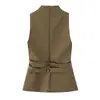 Ropa Europea y Americana Transfronteriza para Mujer INS Celebridad de Internet Artículo Popular Top sin Mangas de Botones Doble Botonadura Verde Oliva Gris Otro Piel de Conejo