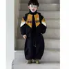 Chaqueta de motocicleta para niños con diseño de bloques de color, nuevo modelo de primavera 2026, chaqueta de carreras con cuello alto a la moda y genial estilo coreano para niños