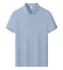 Camisa polo de manga corta de seda, lino y Lyocell con un diseño sencillo y versátil, adecuada para ropa de negocios casual, con características de ropa de trabajo estampadas y bordadas.