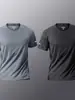 Camiseta de manga corta de seda de hielo para hombre, de verano, fina, de malla de secado rápido, deportiva, de media manga, informal, elástica, para verano