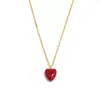 Collar de Perlas S Brand para Mujer con Colgante de Corazón Esmaltado Rojo Dorado Estilo Francés, Cadena para Clavícula de Lujo Ligero Nicho de Gama Alta Tendencia