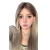 Peluca para Mujer Estilo Diario Nuevo Blanco Encaje Frontal Moda Cabello Largo Liso Simulación Cubierta Completa Superior Degradada Cubierta Completa de Cabeza