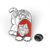 Insignia de León de Pintura Metálica Insignia Personalizada Níquel Negro Electroplateado Tigre Tigre Año del Tigre Broche con Forma Especial Insignia de Dibujos Animados Personalizada