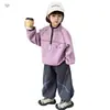 Conjunto Infantil 2026 Otoño Nuevo Estilo Coreano Ropa de Otoño para Niños Sudadera con Capucha y Media Cremallera Cuello Alto Conjunto de Dos Piezas para Bebé