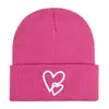 Chapéu de Tricô Personalizado com Bordado de Coração Duplo, Estilo Novo Outono/Inverno Transfronteiriço, Casual, Quente, para Casal, Tendência