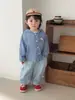 Conjunto de Chaqueta con Capucha a Cuadros para Niños Primavera y Otoño Conjunto de Dos Piezas: Camiseta Estampada de Manga Larga para Bebé e Infantil Pantalones Casuales de Pierna Ancha