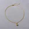 Elegante Colgante de Gota de Agua con Incrustaciones de Perla y Circonita, Cadena de Clavícula Simple y Elegante, Collar Versátil de Personalidad de Moda de Gama Alta