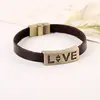 GT012 Moda coreana aleación pulsera de cuero de vaca LOVE pareja pulsera de cuero genuino estudiantes masculinos y femeninos joyería retro