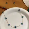Joia Cruzada Europeia e Americana Flor de Cristal Colorida Flor de Pérola Design de Aço Inoxidável Estilo Ins Colar de Aço Titânio para Mulheres