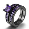 Nueva joyería de venta caliente de comercio exterior Moda europea y americana anillo de doble capa circonita en polvo chapado en oro negro anillo joyería