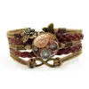 Pulsera de Engranajes Mecánicos Steampunk con Gema del Tiempo Símbolo Infinito Mariposa Marrón Pulsera Tejida Multicapa Venta al por Mayor