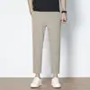 Pantalones Cortos de Seda de Hielo de Alta Elasticidad para Hombre, Pantalones Casuales para Verano, Pierna Recta, Transpirables, Sensación Fresca, Pantalones de Color Sólido, Estilo Masculino, Entrega Directa de Fábrica