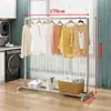 Tendedero de tubería de acero, tendedero independiente para exteriores, dormitorio, balcón, simple de doble barra, tendedero móvil para ropa de cama