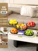 Bandeja de Frutas para Sala de Estar, Cesta de Frutas Doméstica, Bandeja de Exibição de Frutas Secas e Lanches Multicamadas de Ferro, Suporte de Armazenamento de Frutas Multicamadas para Mesa de Jantar