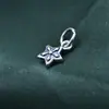 Colgante de Estrella de Cinco Puntas Sólida Vintage de Plata de Ley S925 Encanto de Estrella Tridimensional Accesorios para Pulsera DIY para Mujeres Cuerda Trenzada