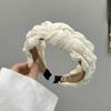 Coreia do Sul alta qualidade cristal preto arco cetim aba larga faixa de cabelo acessórios de cabelo alta qualidade tecido plissado faixa de cabelo grampo
