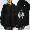 Sudadera con cremallera y estampado en blanco y negro de J-Hope para mujer, Merchandising para fans de BTS, Estilo casual holgado