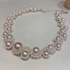 Pendientes de Plata con Diamante de Perla Artificial de Doble Bucle en Forma de Corazón, Pendientes de Botón de Moda Retro Francesa, Pendientes Exquisitos para Mujer de Otoño e Invierno