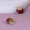 Hebilla de Oreja de Vidriado Goteo Verde Vintage Diseño de Nicho Pendientes de Joyería para Orejas Combinables que Reducen la Edad Pendientes de Pin de Plata de Lujo Ligero Estilo Hong Kong para Mujeres