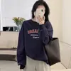 Sudadera Redonda con Estampado de Letras Bf High Street Americano para Mujer Nueva Otoño e Invierno Estilo Coreano Perezoso Forrada de Polar Versátil Holgada