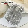 Caja de 6 Compartimentos de Pedrería Redonda de Fondo Plano para Uñas, Pedrería de Vidrio Transparente Blanco AB de Colores Super Brillantes, Decoraciones Rojas para Uñas de Año Nuevo