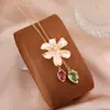 Versão Alta Shijia Idyllia Colar de Flores Coloridas para Mulheres Moda Europeia e Americana Pingente de Flor Multicor Corrente Clavicular Transfronteiriço