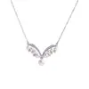 Collar casual de perlas Shijia en forma de V Cadena para clavícula para mujer Plata de ley 925 Moda Popular Popular Collar