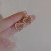 Aretes pequeños con diseño de sentido, corazón hueco, lazo, perlas, para mujer, lujo ligero, comodín, joyería al por mayor