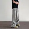 Jeans Unisex Retro Americano Gris Ahumado Básicos Holgados Pierna Recta Caída de Moda Pierna Ancha Longitud de Piso