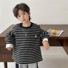 Ropa de Otoño Nueva para Niños 2026 de Haima Camiseta de Manga Larga a Rayas de Algodón Puro Ropa Estilo Coreano
