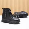 Botas de Mujer Estilo Británico Suela Gruesa Forradas de Borrego Botas Martin de Moda Versátiles Cálidas Botas de Piel para Mujer 2026 Nuevas Botas Cortas de Otoño e Invierno