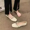Zapatos Mary Jane estilo francés para mujer, moda otoño 2026 nuevos zapatos planos de suela suave con perlas, zapatos de un solo color poco profundos ligeros antideslizantes