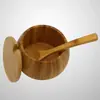 Pote de Sal, Manteigueira, Pote de Cozinha, Açucareiro de Madeira, Porta-Temperos com Colher, Pote para Condimentos, Recipiente, Feito à Mão, Minimalista Moderno